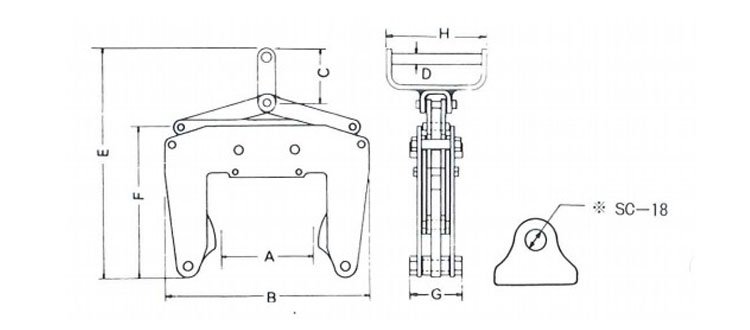 鷹牌ECH型混凝土制品夾鉗尺寸圖 鷹牌ECH型混凝土制品夾鉗尺寸圖