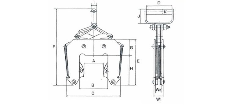 ECHL型混凝土制品夾鉗尺寸圖 ECHL型混凝土制品夾鉗尺寸圖