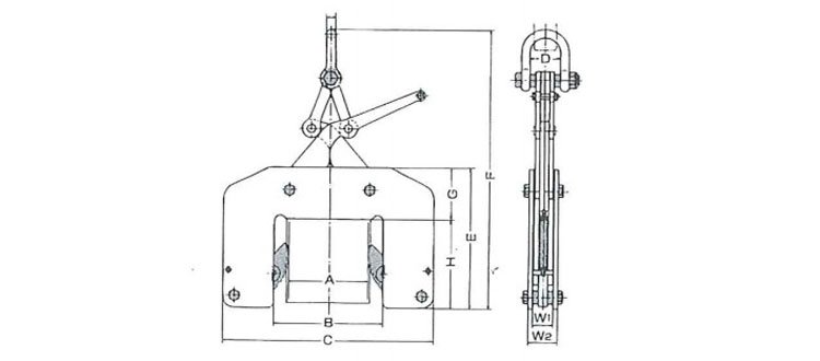 鷹牌ECHR木質梁起吊用夾鉗尺寸圖 鷹牌ECHR木質梁起吊用夾鉗尺寸圖