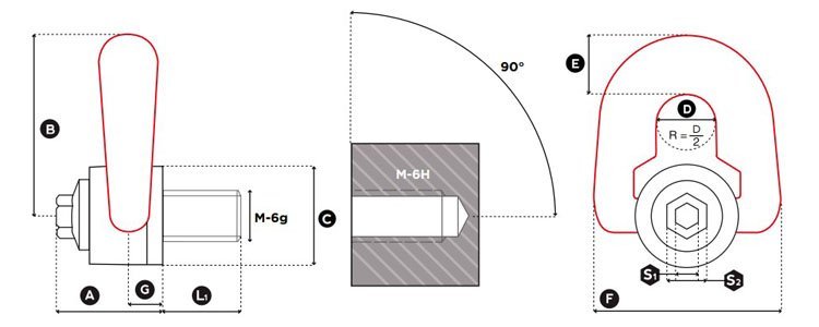 DSP型盧森堡旋轉(zhuǎn)吊環(huán)尺寸圖