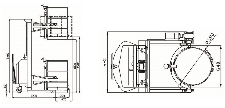 半電動油桶到料車尺寸圖 半電動油桶到料車尺寸圖