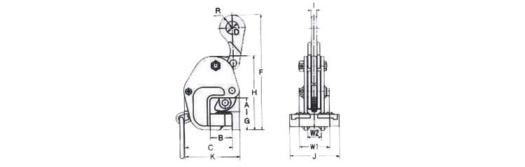 GC橫吊鋼板起重鉗尺寸圖 GC橫吊鋼板起重鉗尺寸圖